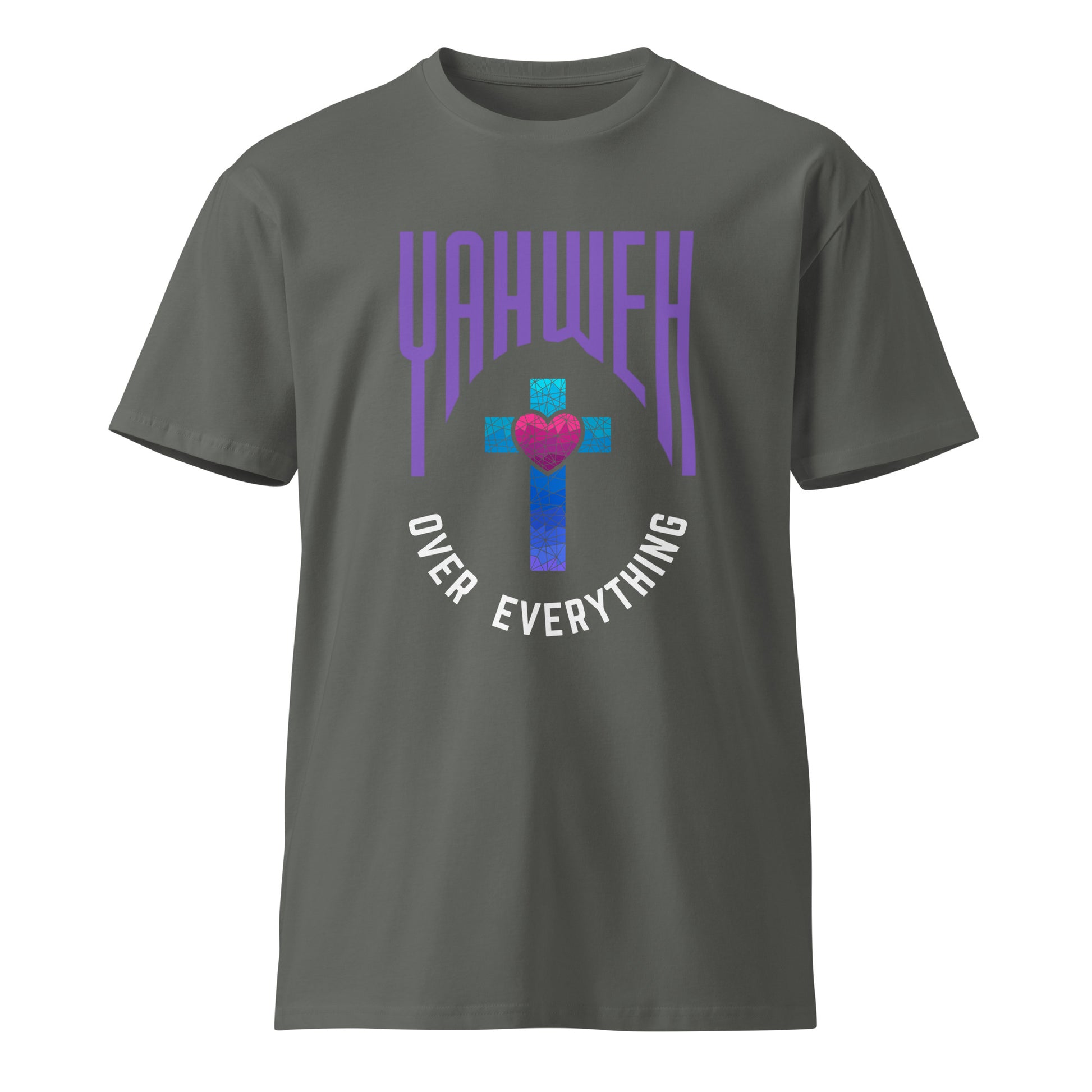 Yahweh over everything stained glass cross tee