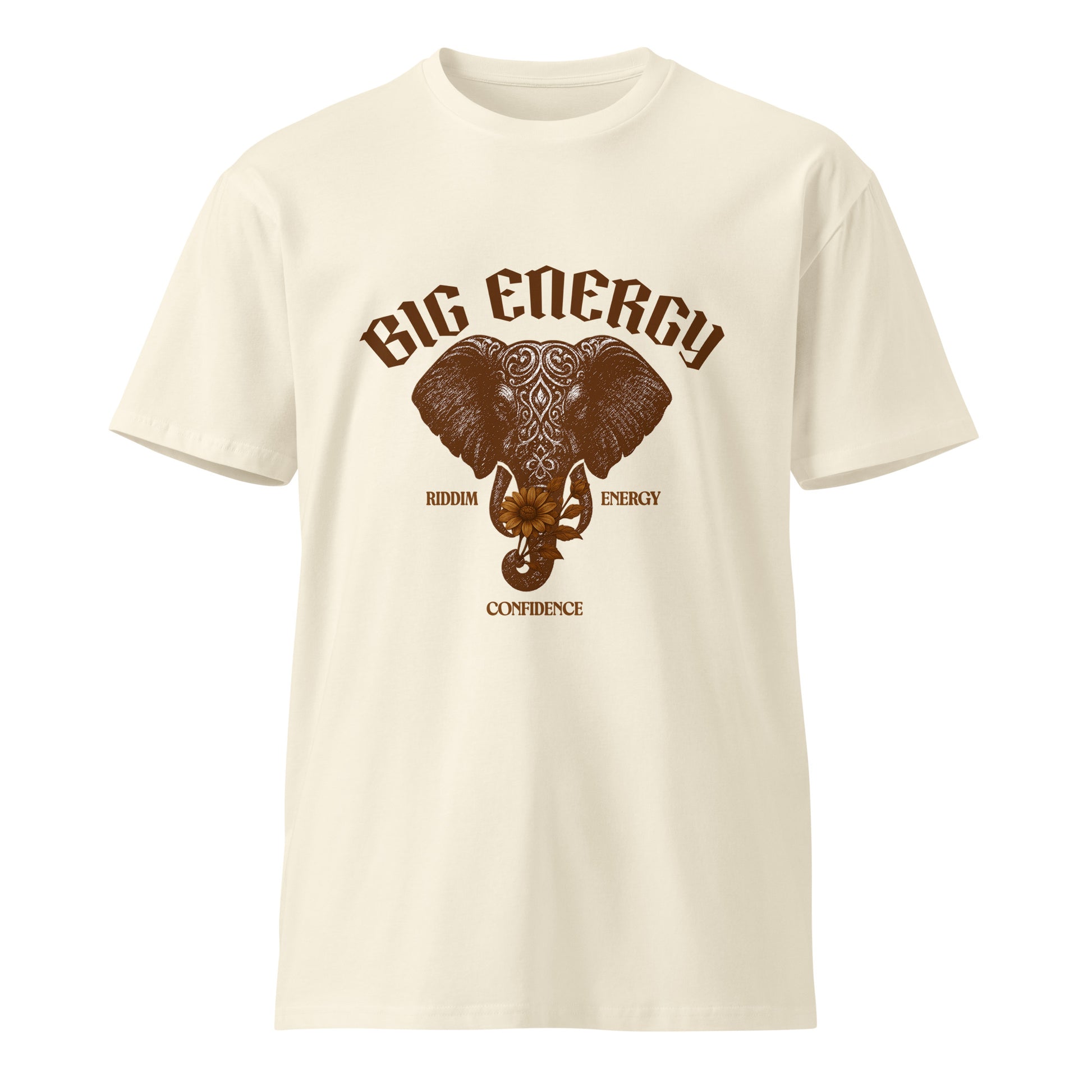 AfroDrip Big Energy Unisex Premium T-Shirt lifestyle front view showing graphic print with bold 'Big Energy' Afrobeats-inspired design